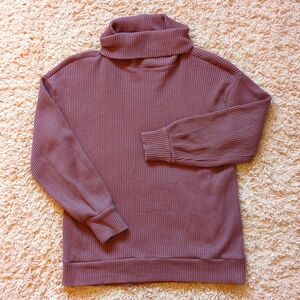 GAP‎ mauve Turtleneck Waffle Knit Oversized Sweater XS